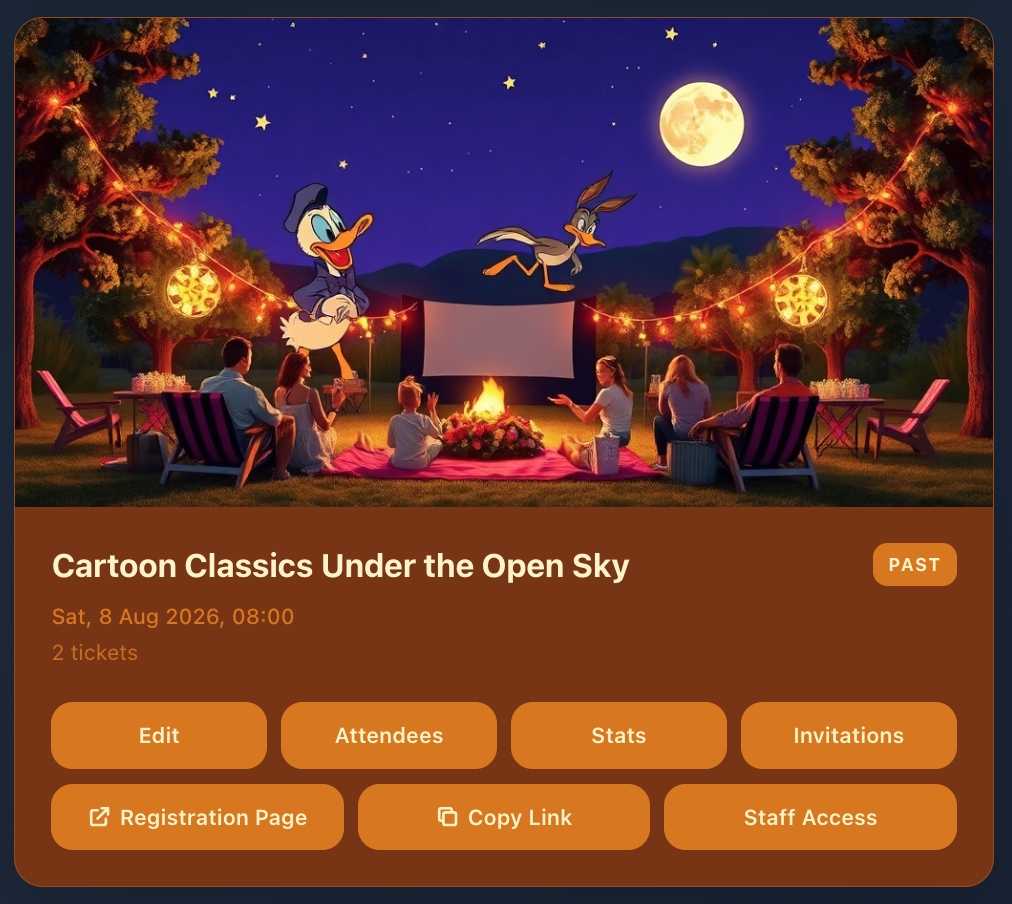 Cartoon Classics Under the Open Sky — Event Hub card