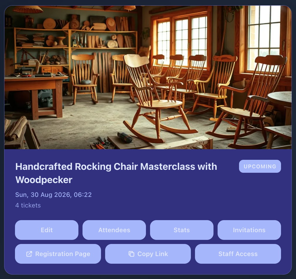 Handcrafted Rocking Chair Masterclass with Woodpecker — Event Hub card